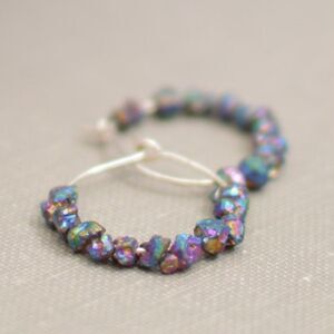 Druzy Nugget Beaded Hoop Earrings
